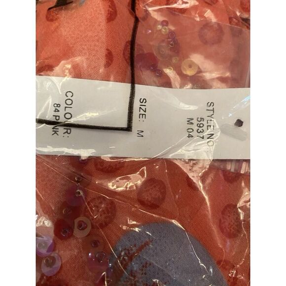 Chaudry KC Tropical Flutter Sleeve/Neck Floral Maxi Dress, Coral SZ Medium. NWT - Picture 6 of 6